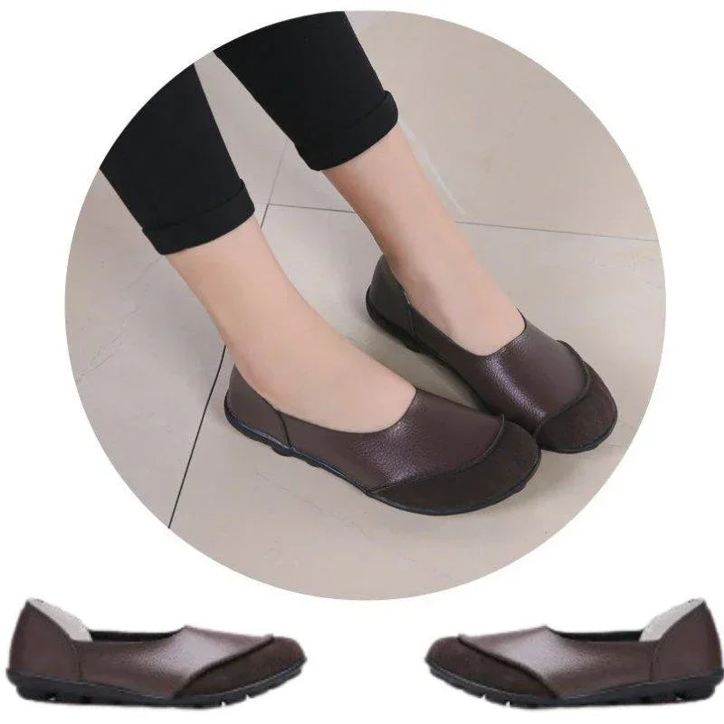 Slip-On Leather Moccasins with Wide Round Toe