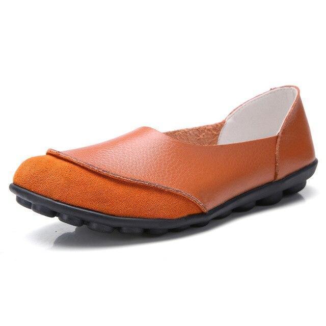 Slip-On Leather Moccasins with Wide Round Toe