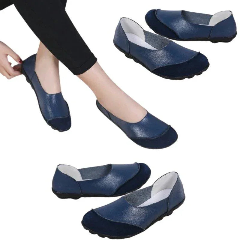 Slip-On Leather Moccasins with Wide Round Toe