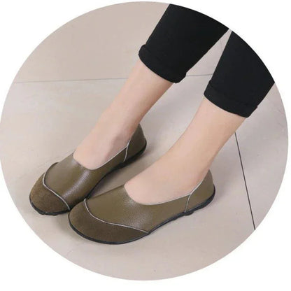 Slip-On Leather Moccasins with Wide Round Toe