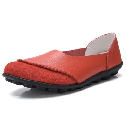 Slip-On Leather Moccasins with Wide Round Toe