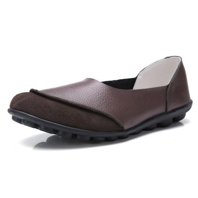 Slip-On Leather Moccasins with Wide Round Toe