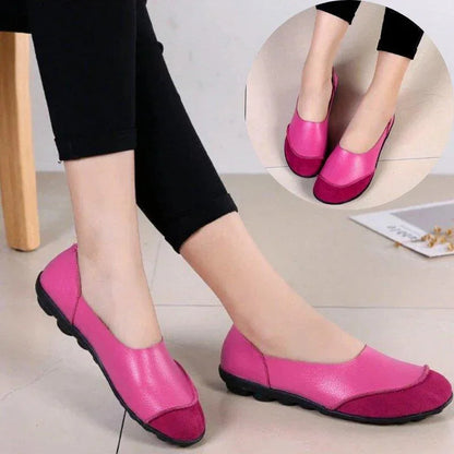 Slip-On Leather Moccasins with Wide Round Toe