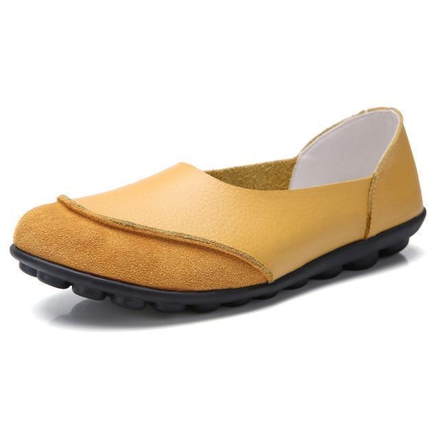 Slip-On Leather Moccasins with Wide Round Toe