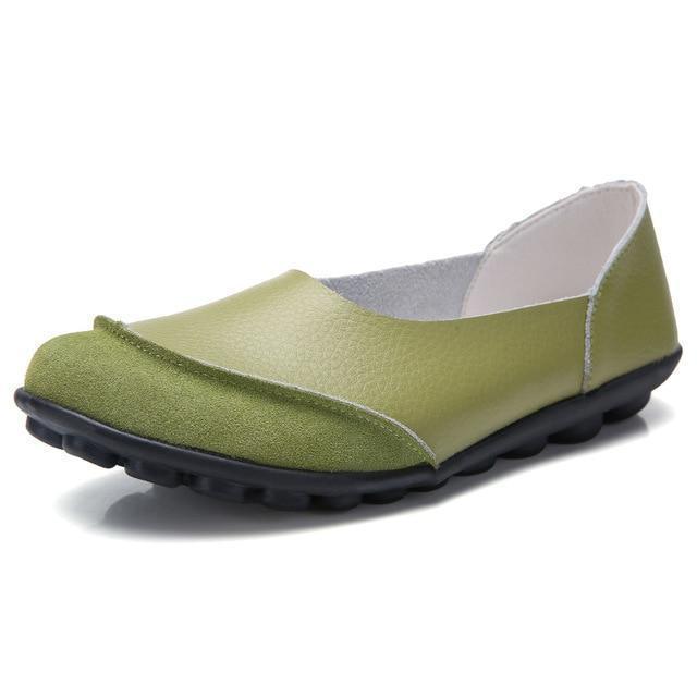 Slip-On Leather Moccasins with Wide Round Toe