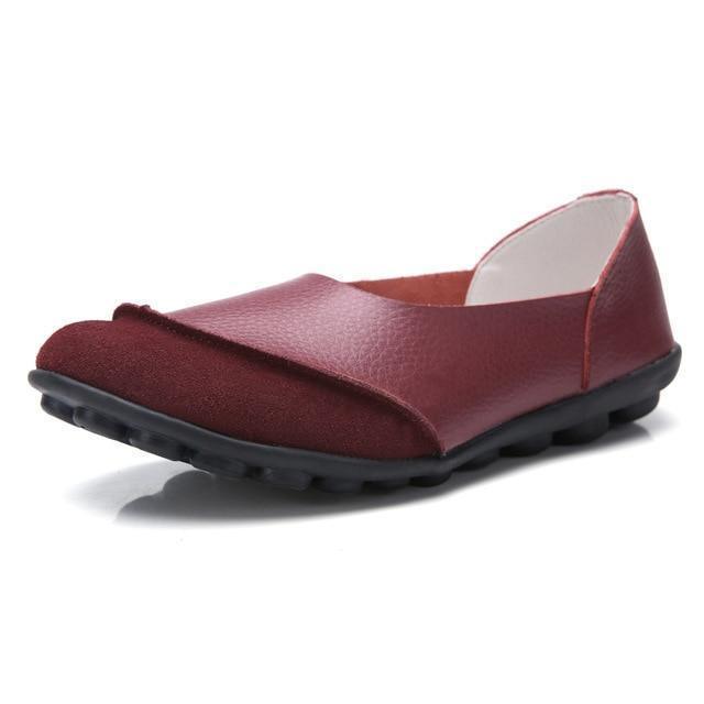 Slip-On Leather Moccasins with Wide Round Toe