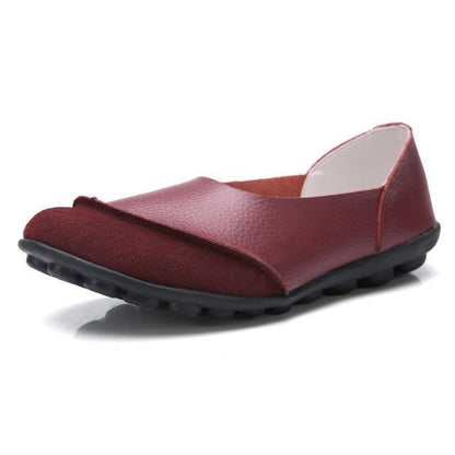 Slip-On Leather Moccasins with Wide Round Toe