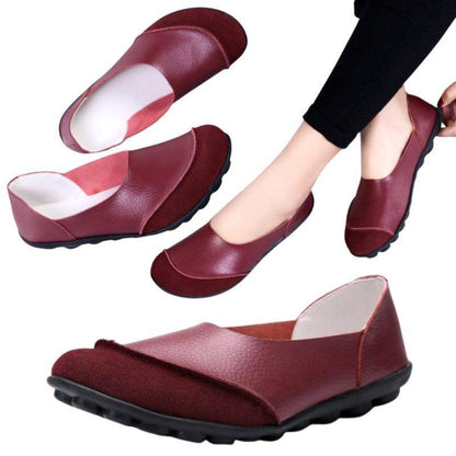 Slip-On Leather Moccasins with Wide Round Toe