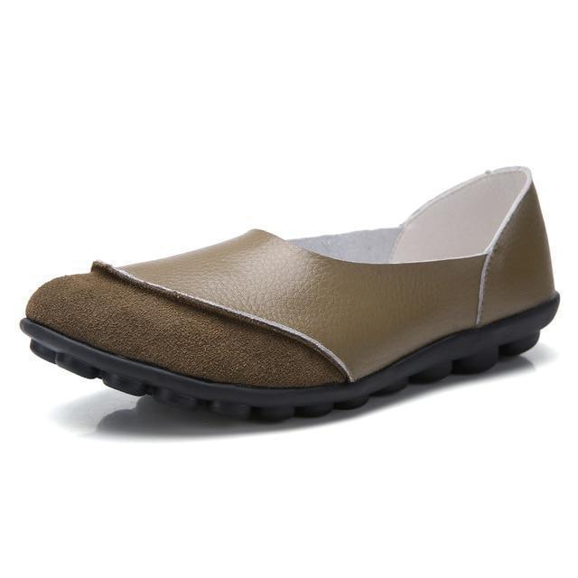 Slip-On Leather Moccasins with Wide Round Toe