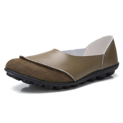Slip-On Leather Moccasins with Wide Round Toe